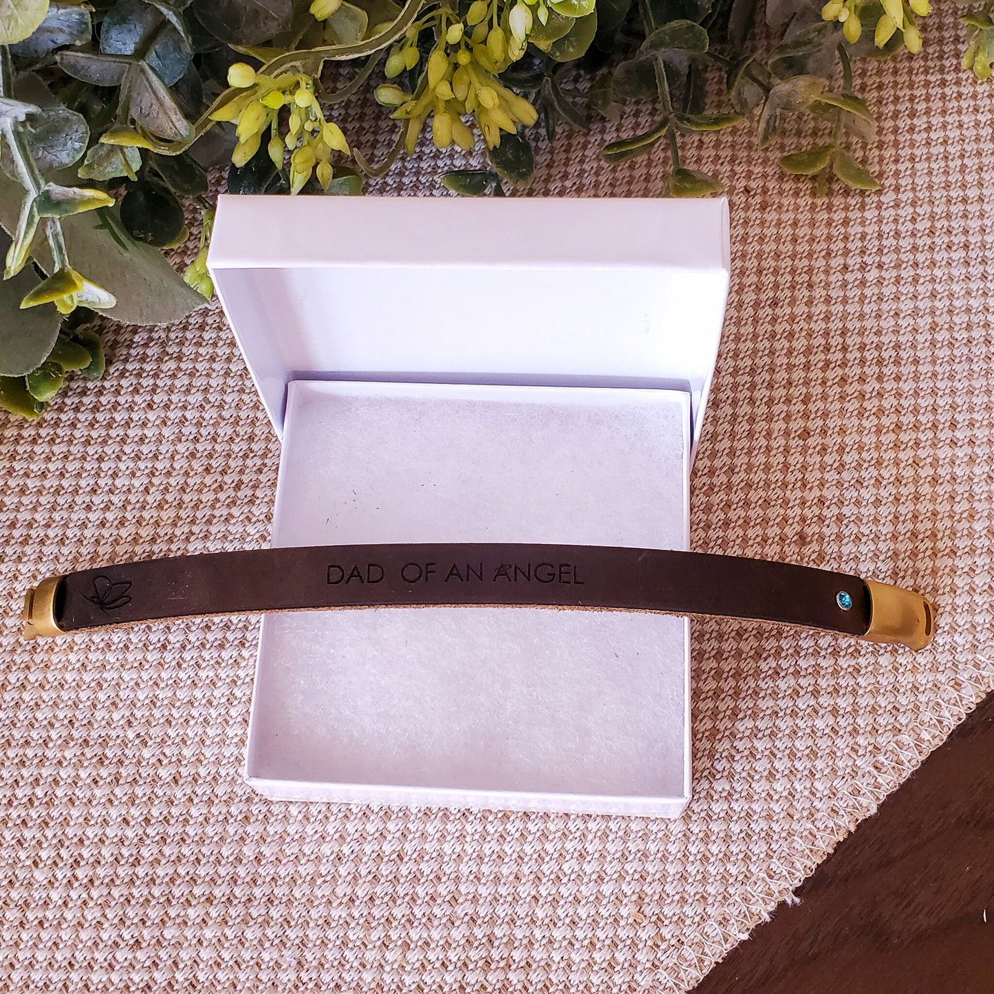 Mom and Dad of an Angel Leather Memorial Bracelet | Infant Loss Gift for Bereaved Parent | Miscarriage Present | Sympathy Jewelry