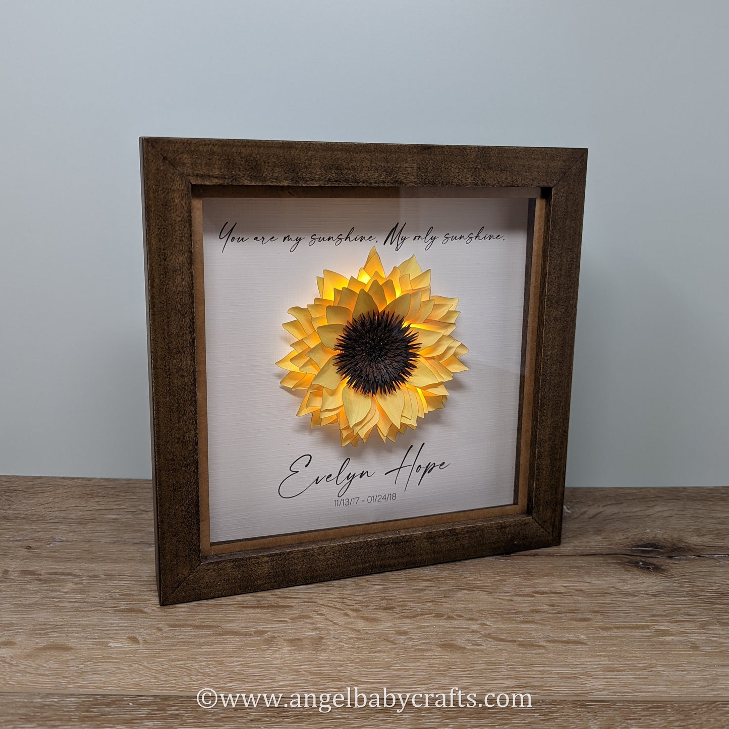 3D Lighted Sunflower Memorial Gift | Infant Loss | Loss of a Daughter | Loss of a Mother | Loss of a Wife