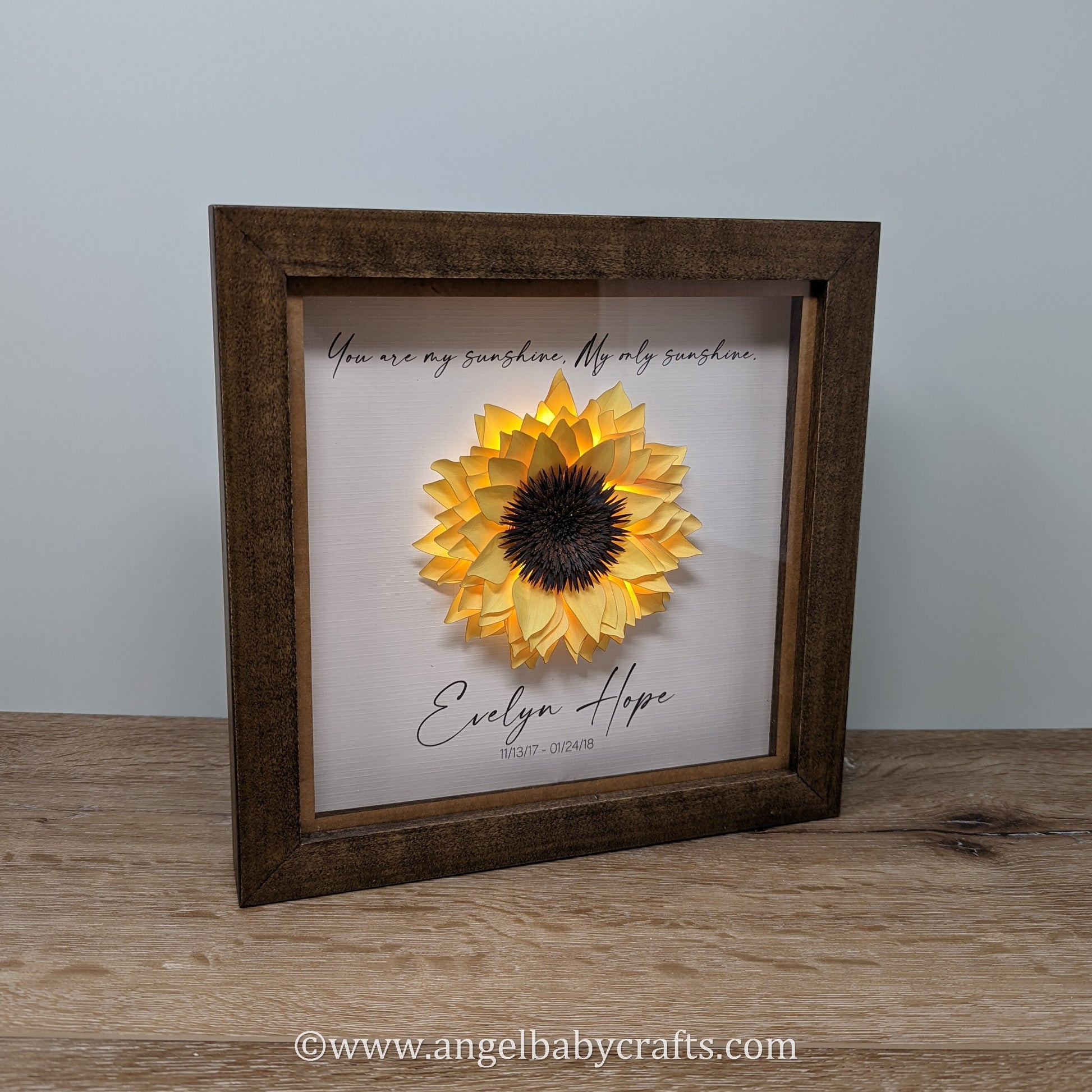 3D Lighted Sunflower Memorial Gift | Infant Loss | Loss of a Daughter | Loss of a Mother | Loss of a Wife