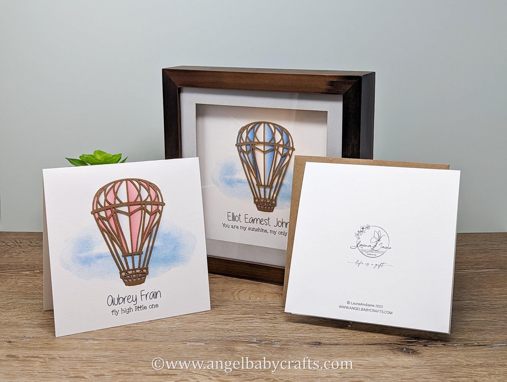 Hot Air Balloon Memorial Card (Frameable See Description)