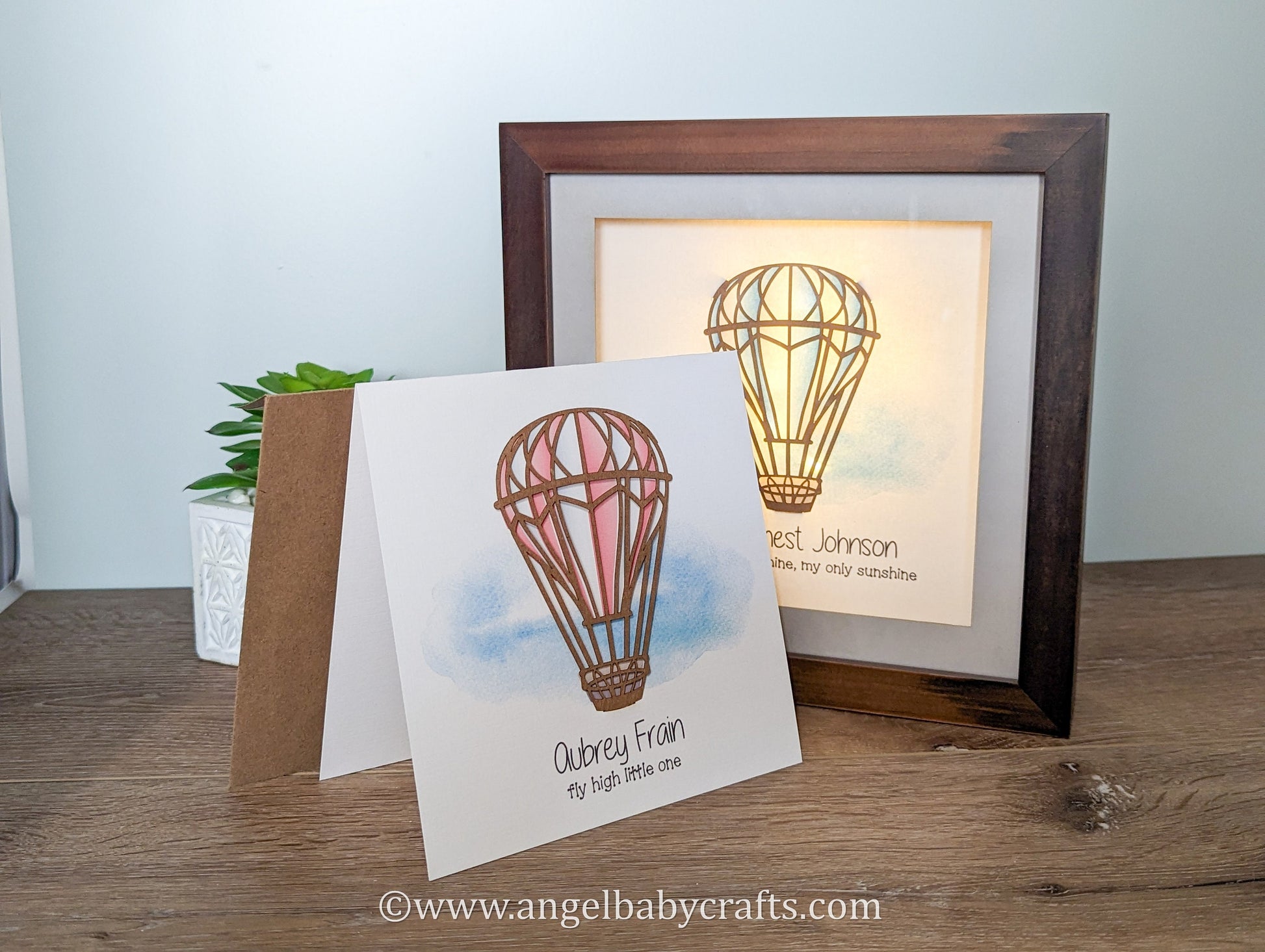 Hot Air Balloon Memorial Card (Frameable See Description)
