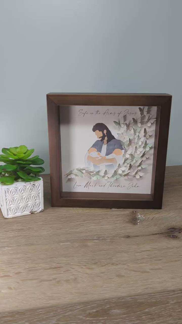 3D Jesus Holding Twins With Butterflies Miscarriage Gift