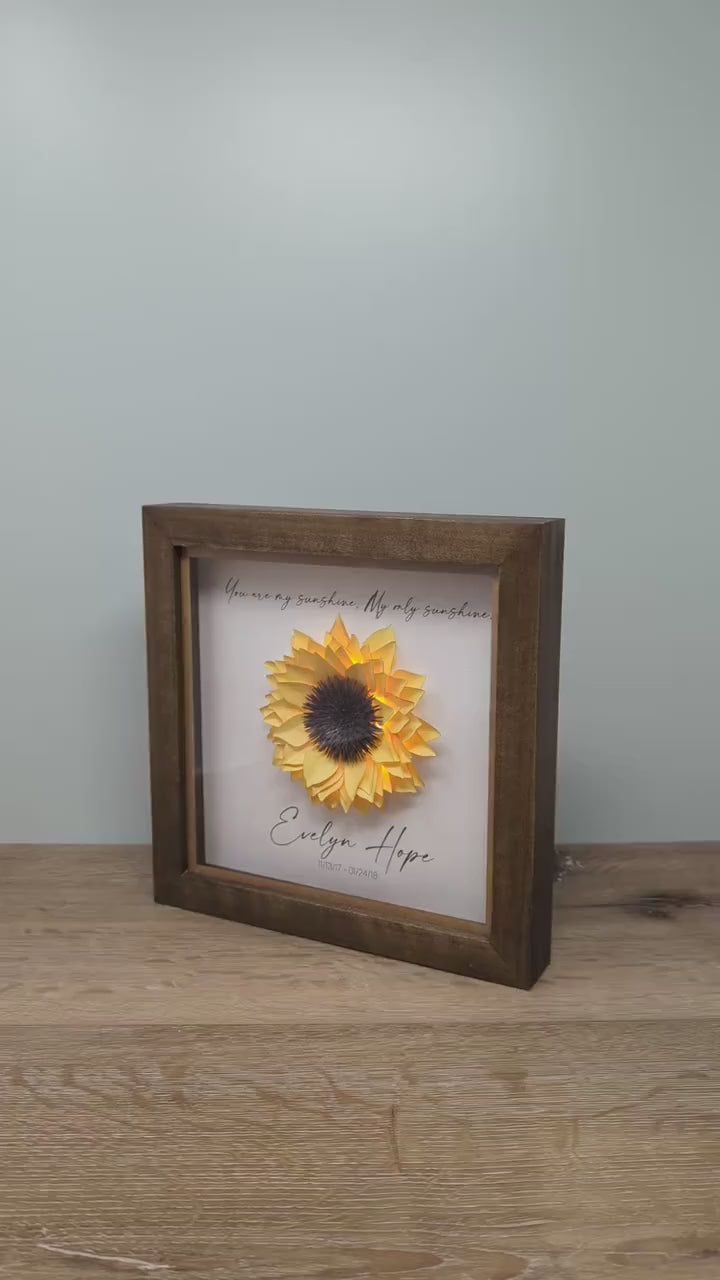 3D Lighted Sunflower Memorial Gift | Infant Loss | Loss of a Daughter | Loss of a Mother | Loss of a Wife