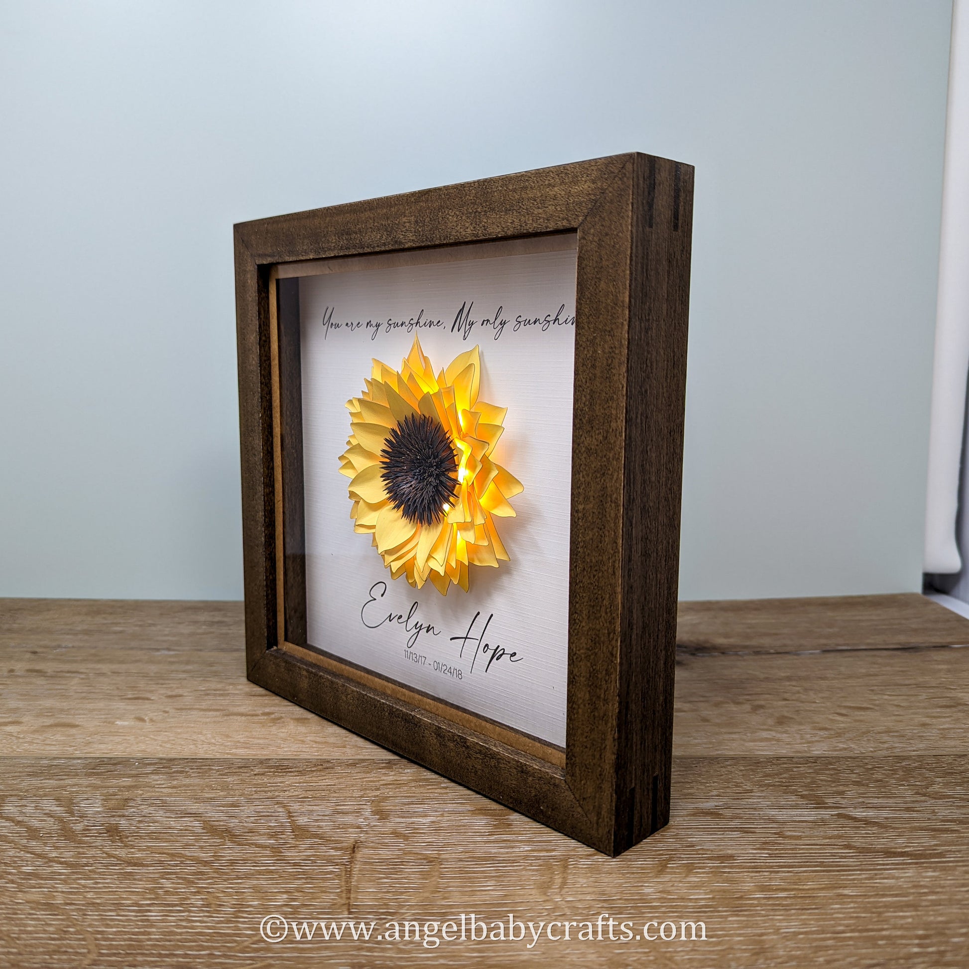 3D Lighted Sunflower Memorial Gift | Infant Loss | Loss of a Daughter | Loss of a Mother | Loss of a Wife