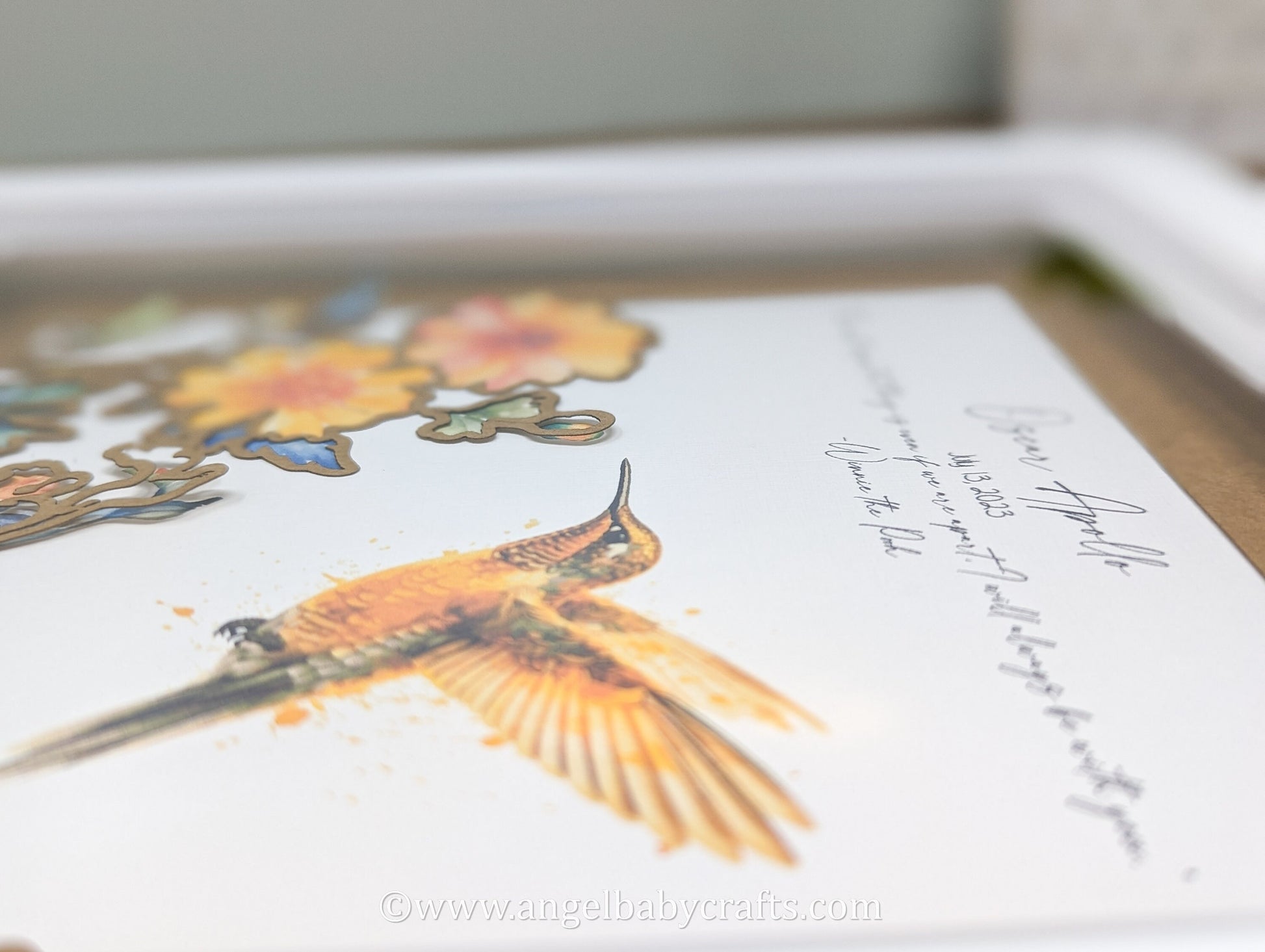 3D Art, Hummingbird Memorial Gift, Christmas Sympathy Gift, Layered Shadow Box
