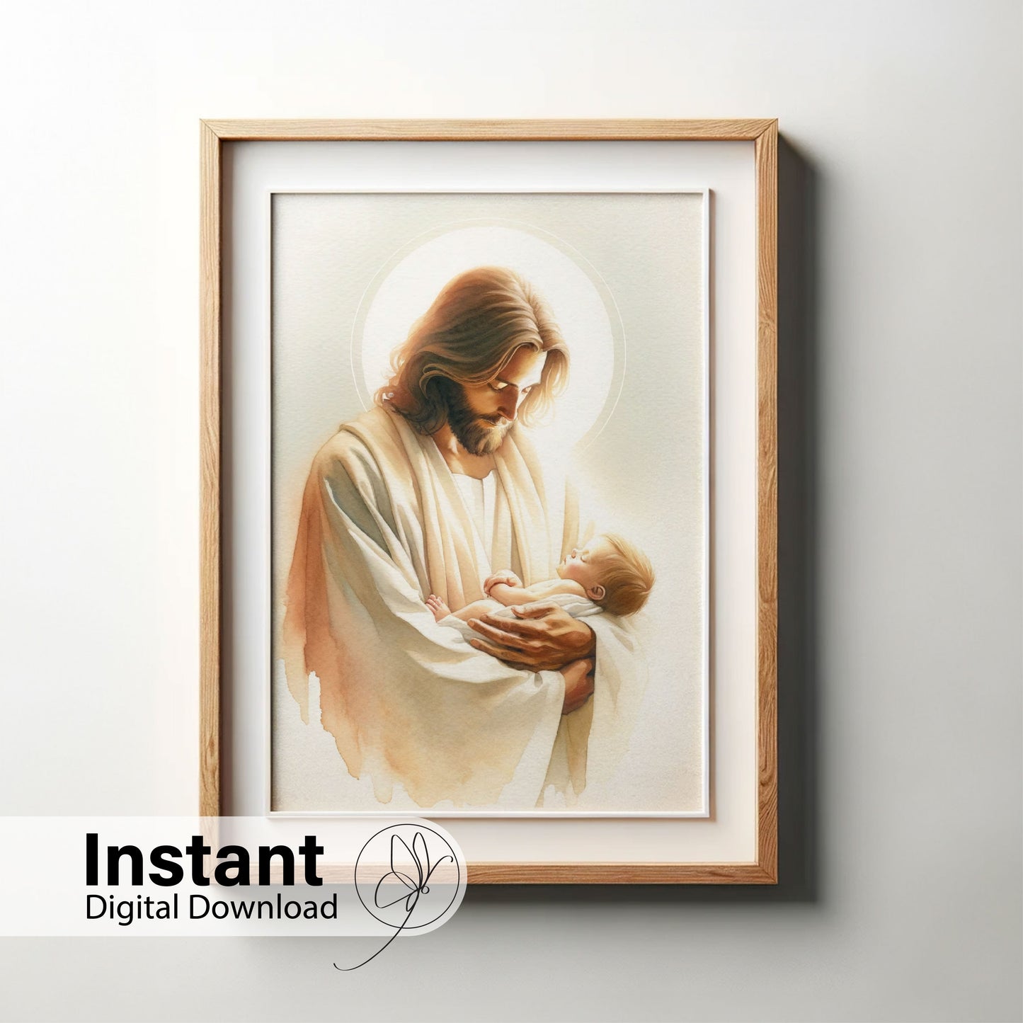 Safe in the Arms of Jesus - Baby Boy - Jesus Holding a Baby Boy Safe in His Arms