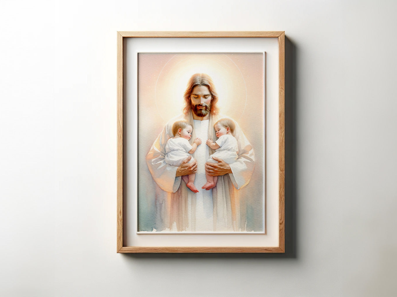 Safe in the Arms of Jesus - Twins - Jesus Holding Twins Safe in His Arms