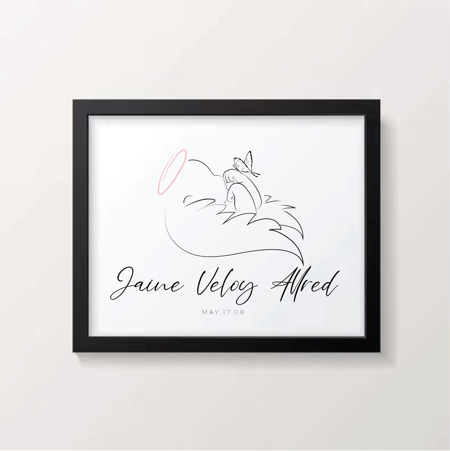 Personalized Angel Baby Sympathy Gift, Infant Loss, Miscarriage Memorial Print, Digital Download