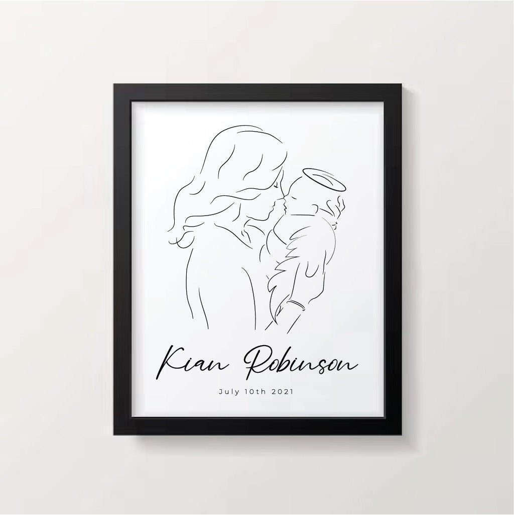 Personalized Angel Baby Sympathy Gift, Infant Loss, Miscarriage Memorial Print, Digital Download