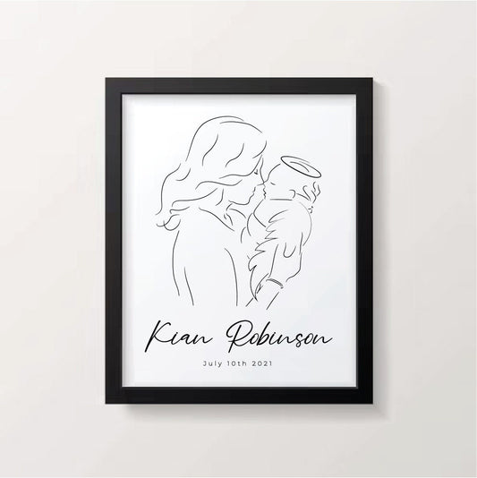 Personalized Angel Baby Sympathy Gift, Infant Loss, Miscarriage Memorial Print, Digital Download