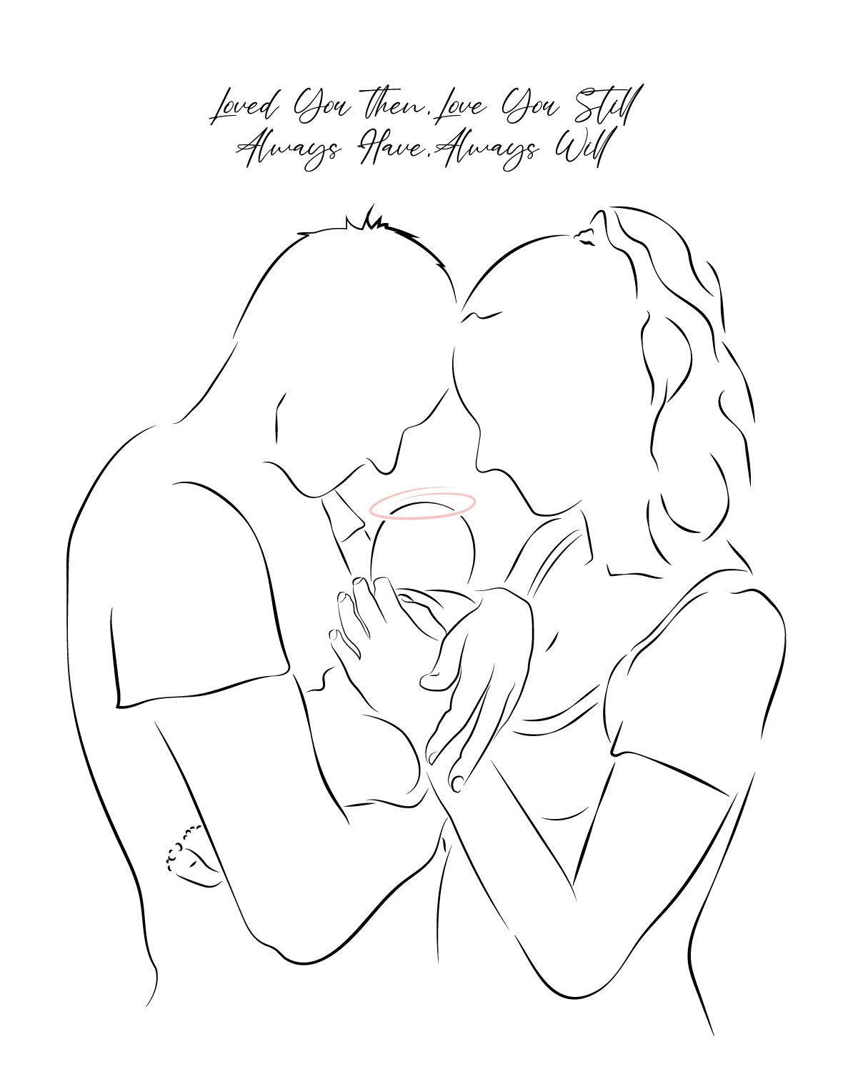 Mother and Father with Angel Baby Miscarriage Gift, Wall Art, Digital Print