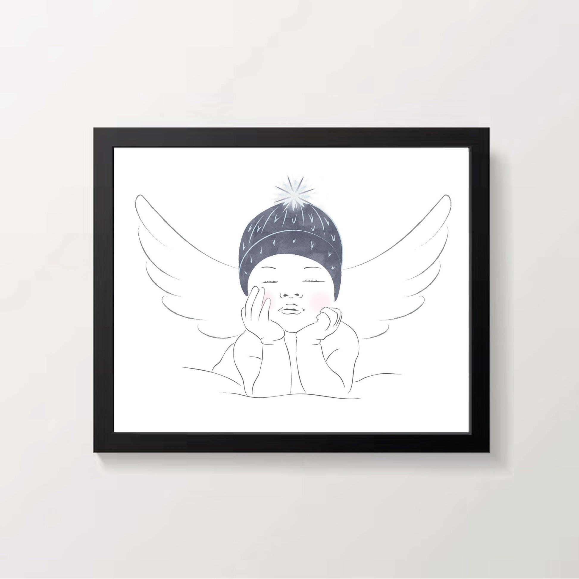 Angel Baby Boy Line Art | Nursery Line Art | Pregnancy Loss Print | Miscarriage Gift | Digital Print Download