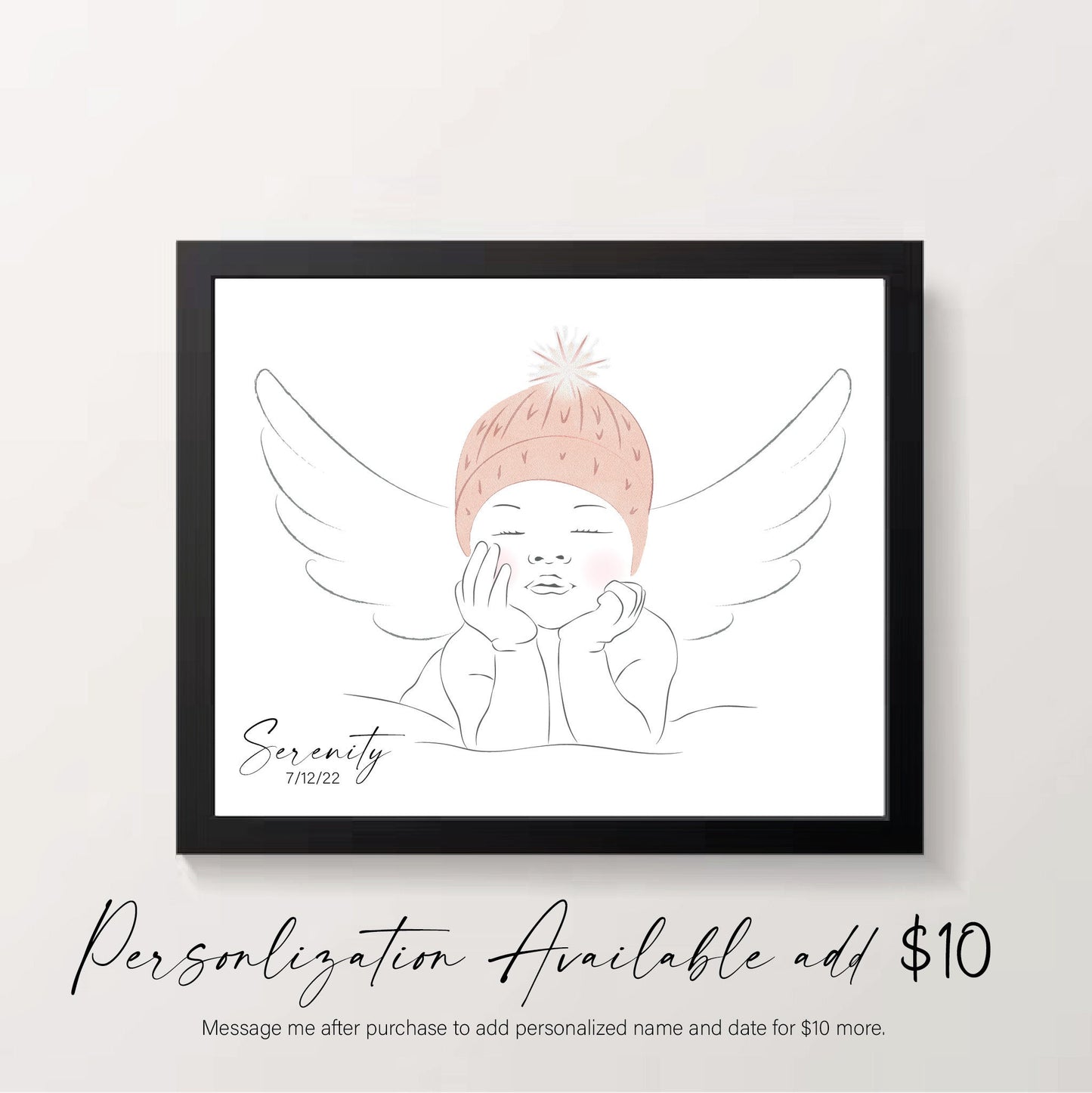 Angel Baby Boy Line Art | Nursery Line Art | Pregnancy Loss Print | Miscarriage Gift | Digital Print Download