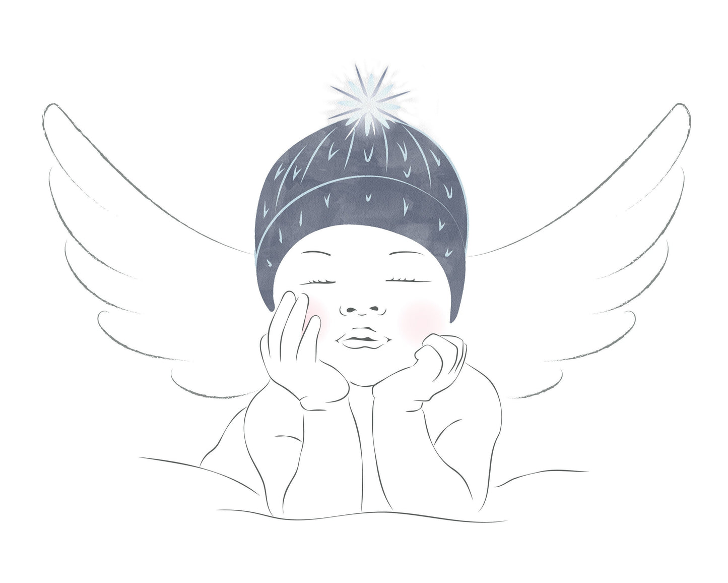 Angel Baby Boy Line Art | Nursery Line Art | Pregnancy Loss Print | Miscarriage Gift | Digital Print Download