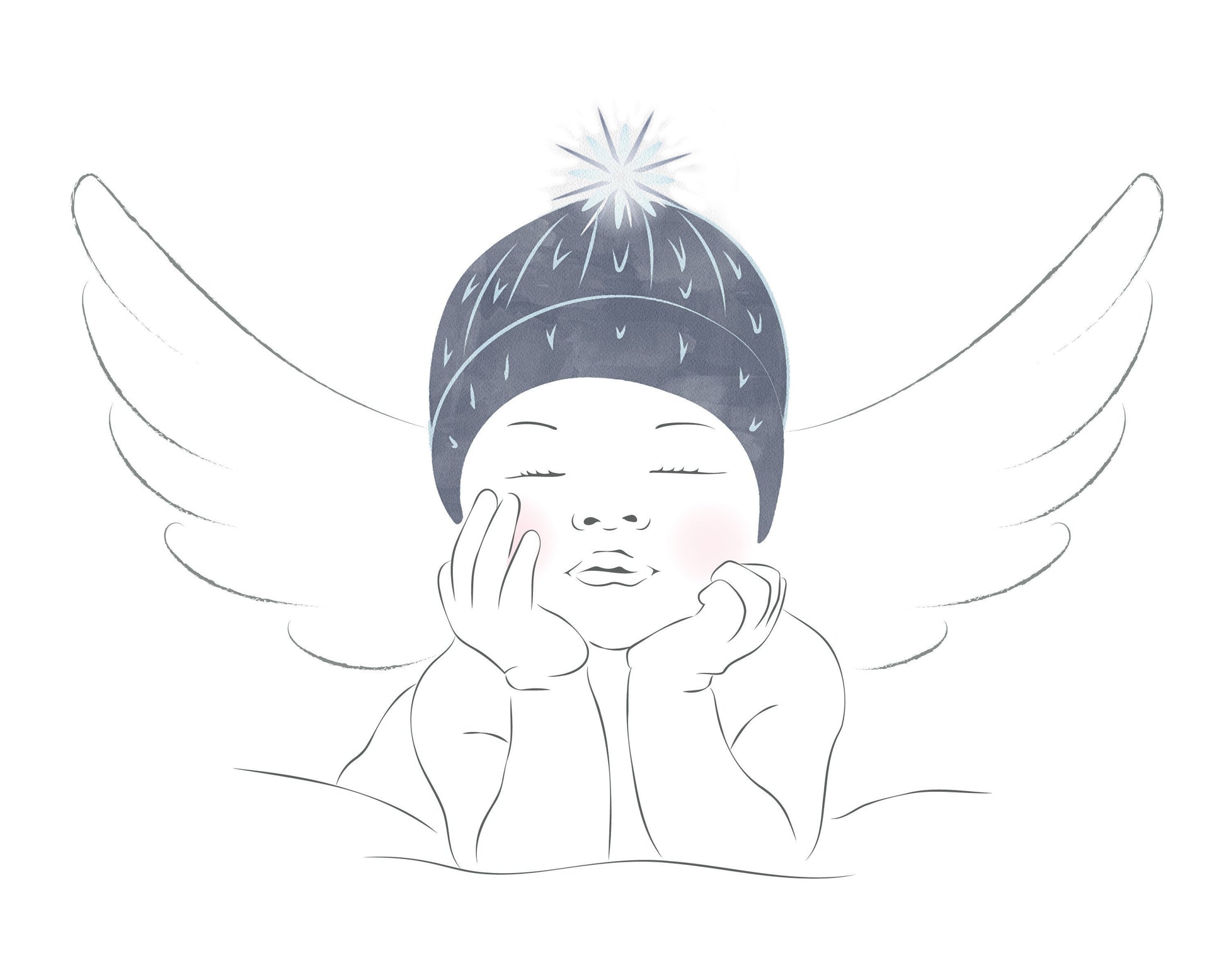 Angel Baby Boy Line Art | Nursery Line Art | Pregnancy Loss Print | Miscarriage Gift | Digital Print Download