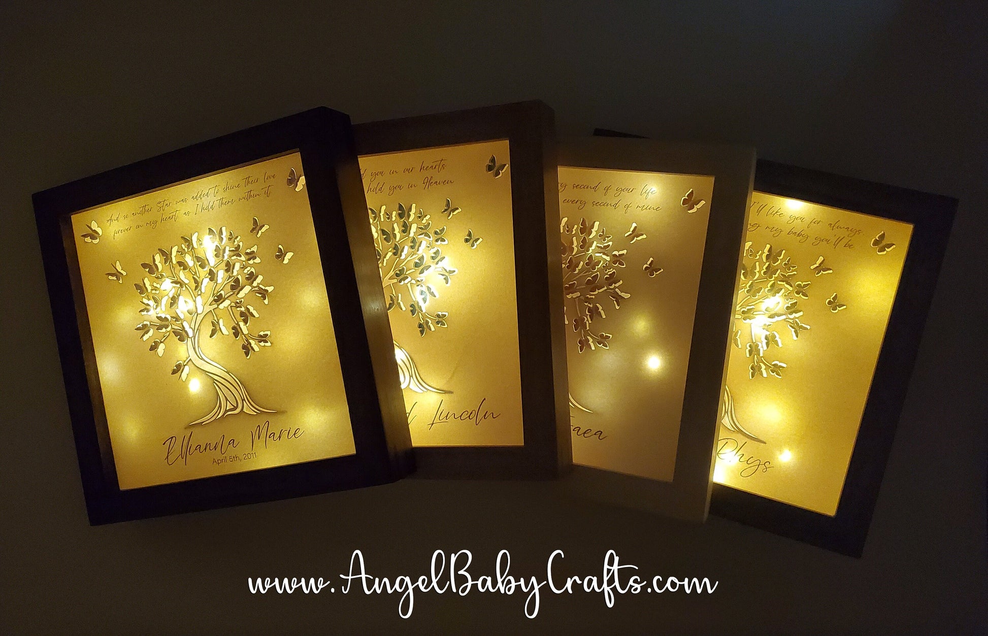 Memorial Gift Framed Butterfly Tree with Cardinal Lighted 3D Paper Art.