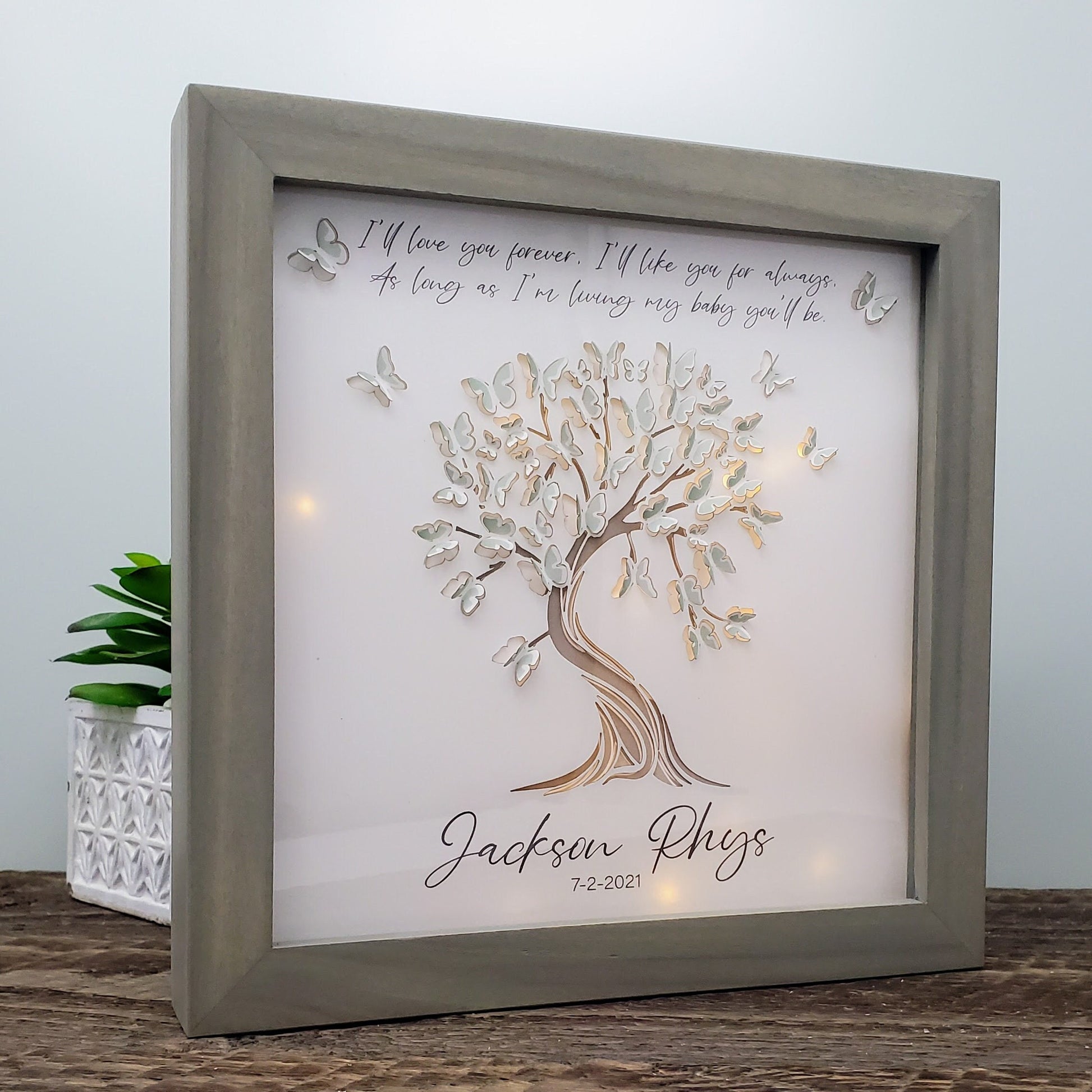 3D Lighted Shadowbox Frame - Butterfly Tree Memorial Art