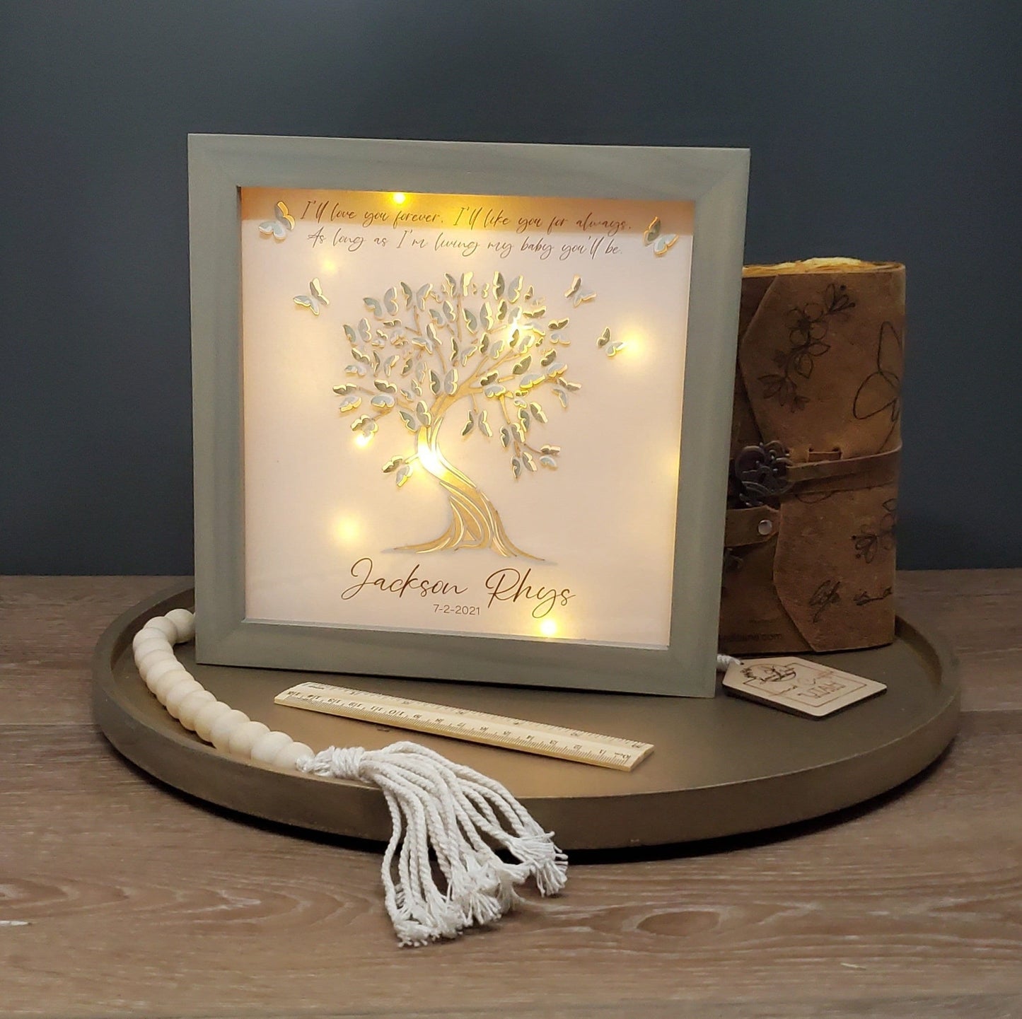 3D Lighted Shadowbox Frame - Butterfly Tree Memorial Art