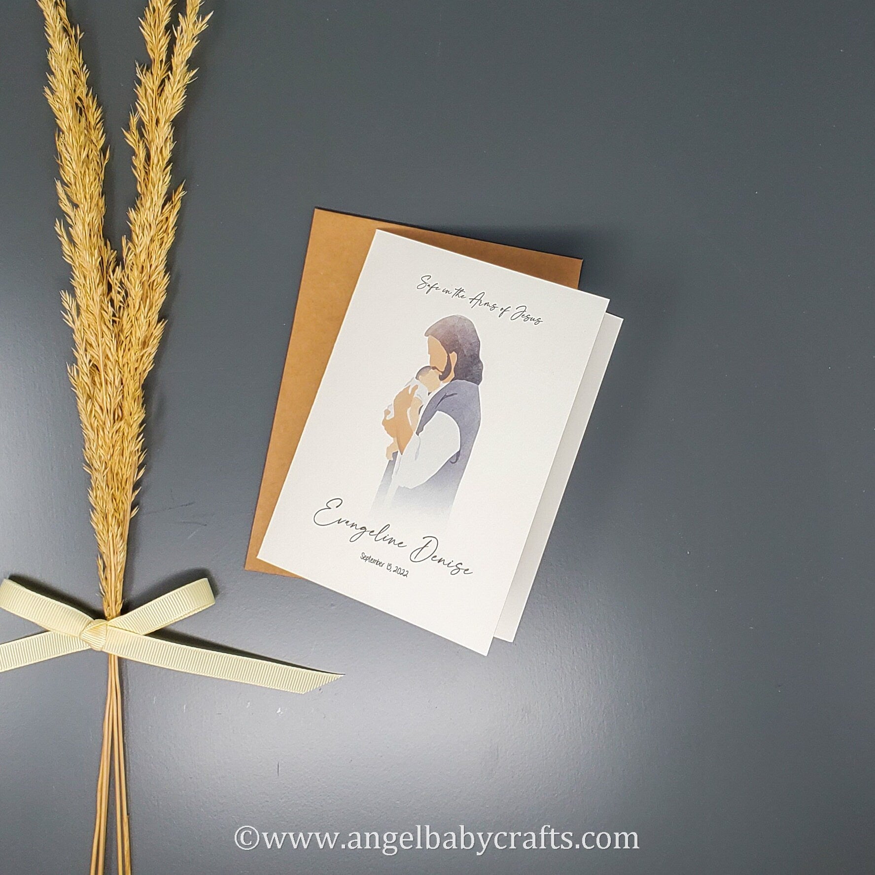 Personalized Baby Loss Card With Digital Print, Jesus Sympathy Card, Baby Loss, Stillbirth, Miscarriage Card, Baby Line Art