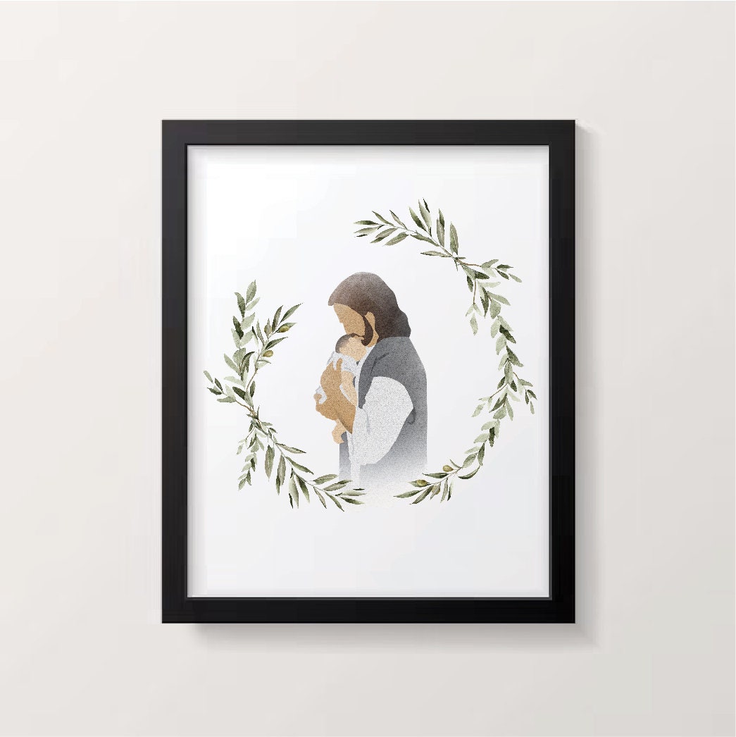 Safe in the Arms of Jesus with Olive Branch Wreath- Miscarriage Print Gift, Infant Loss Print, Miscarriage Memorial Print, Digital Download