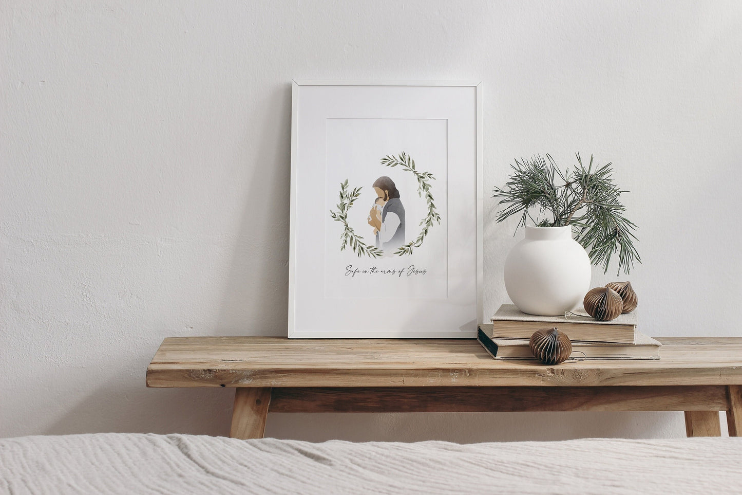 Safe in the Arms of Jesus with Olive Branch Wreath- Miscarriage Print Gift, Infant Loss Print, Miscarriage Memorial Print, Digital Download