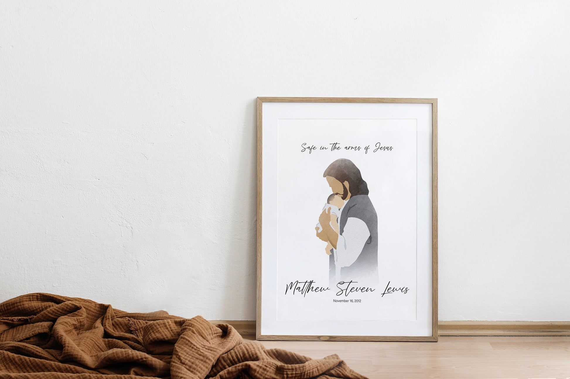 Safe in the Arms of Jesus - Personalized Angel Baby Sympathy Gift, Infant Loss, Miscarriage Memorial Print, Digital Download