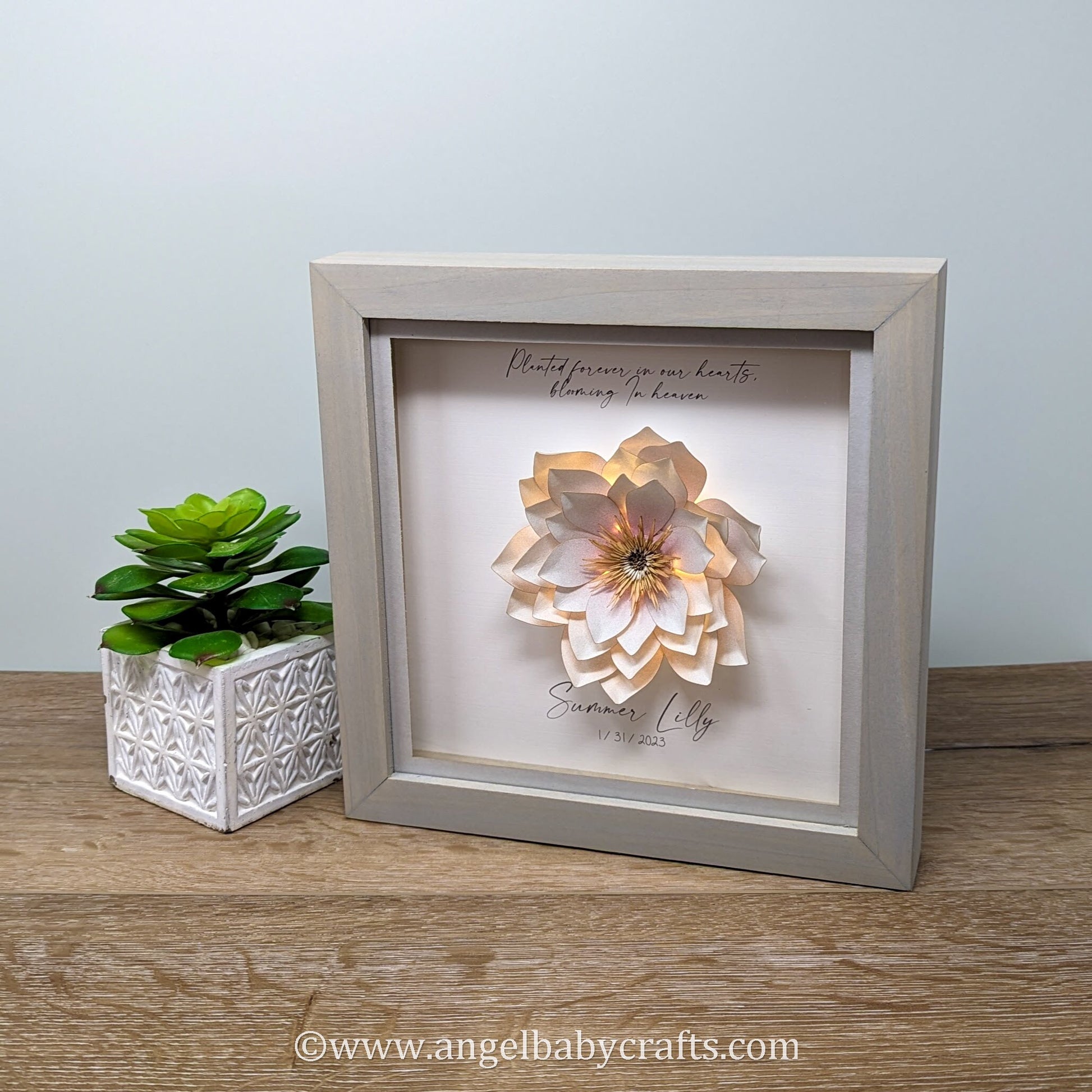 3D Lighted Lily Memorial Gift | Infant Loss | Loss of a Daughter | Loss of a Mother | Loss of a Wife