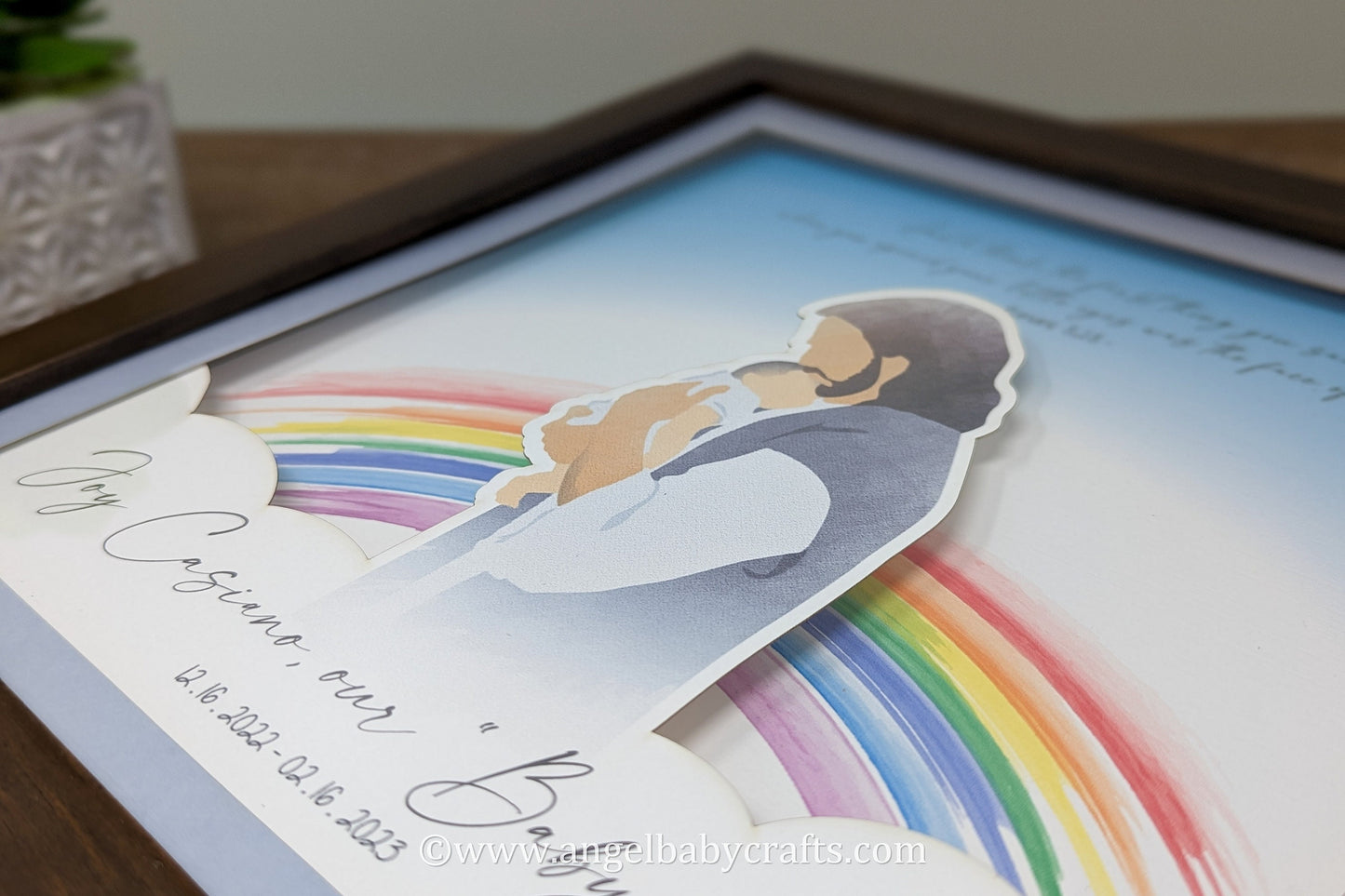 Lighted Rainbow with Jesus, Miscarriage Gift, Stillborn or Pregnancy Loss Gift, Night Light, 3D Paper Art - Safe in the Arms of Jesus