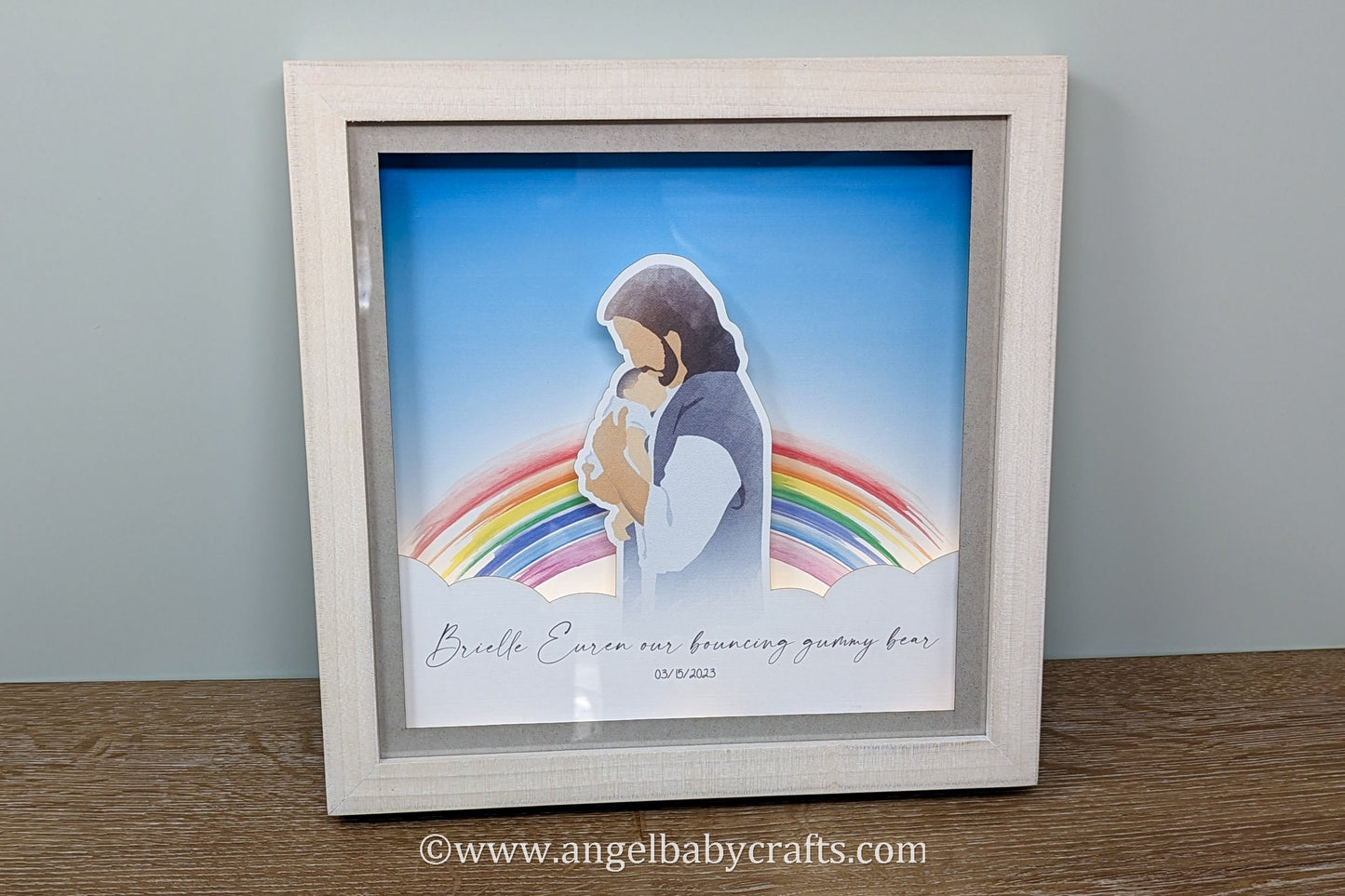 Lighted Rainbow with Jesus, Miscarriage Gift, Stillborn or Pregnancy Loss Gift, Night Light, 3D Paper Art - Safe in the Arms of Jesus