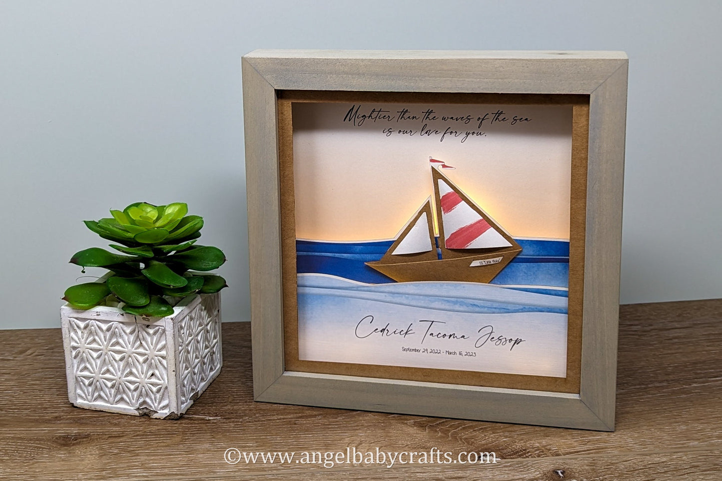 3D Lighted Miscarriage Gift | Sunset Sailing, Infant Loss, Loss of a Son, Loss of a Child, Sympathy Gift