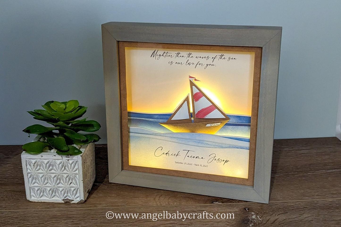 3D Lighted Miscarriage Gift | Sunset Sailing, Infant Loss, Loss of a Son, Loss of a Child, Sympathy Gift