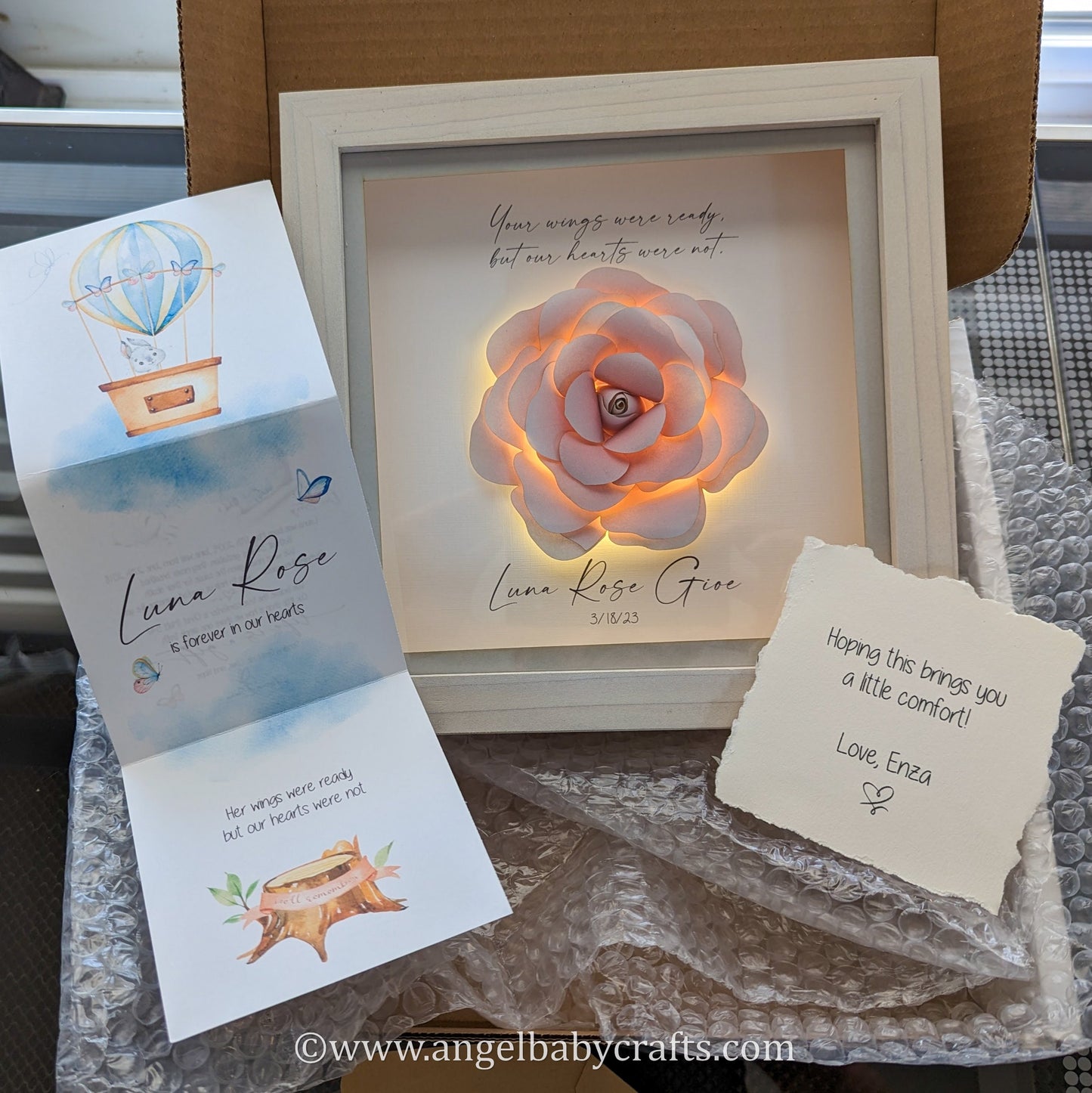 3D Lighted Rose Memorial Gift | Infant Loss | Loss of a Daughter | Loss of a Mother | Loss of a Wife