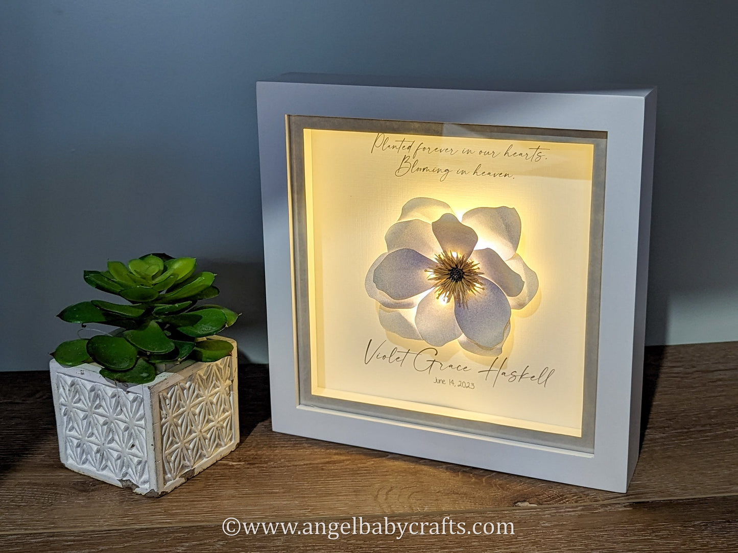 3D Lighted Violet Memorial Gift | Infant Loss | Loss of a Daughter | Loss of a Mother | Loss of a Wife