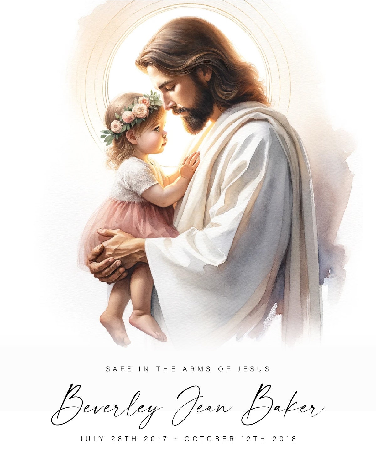 Safe in the Arms of Jesus - Infant Memorial Digital Print File for Cards, Programs, and Frames