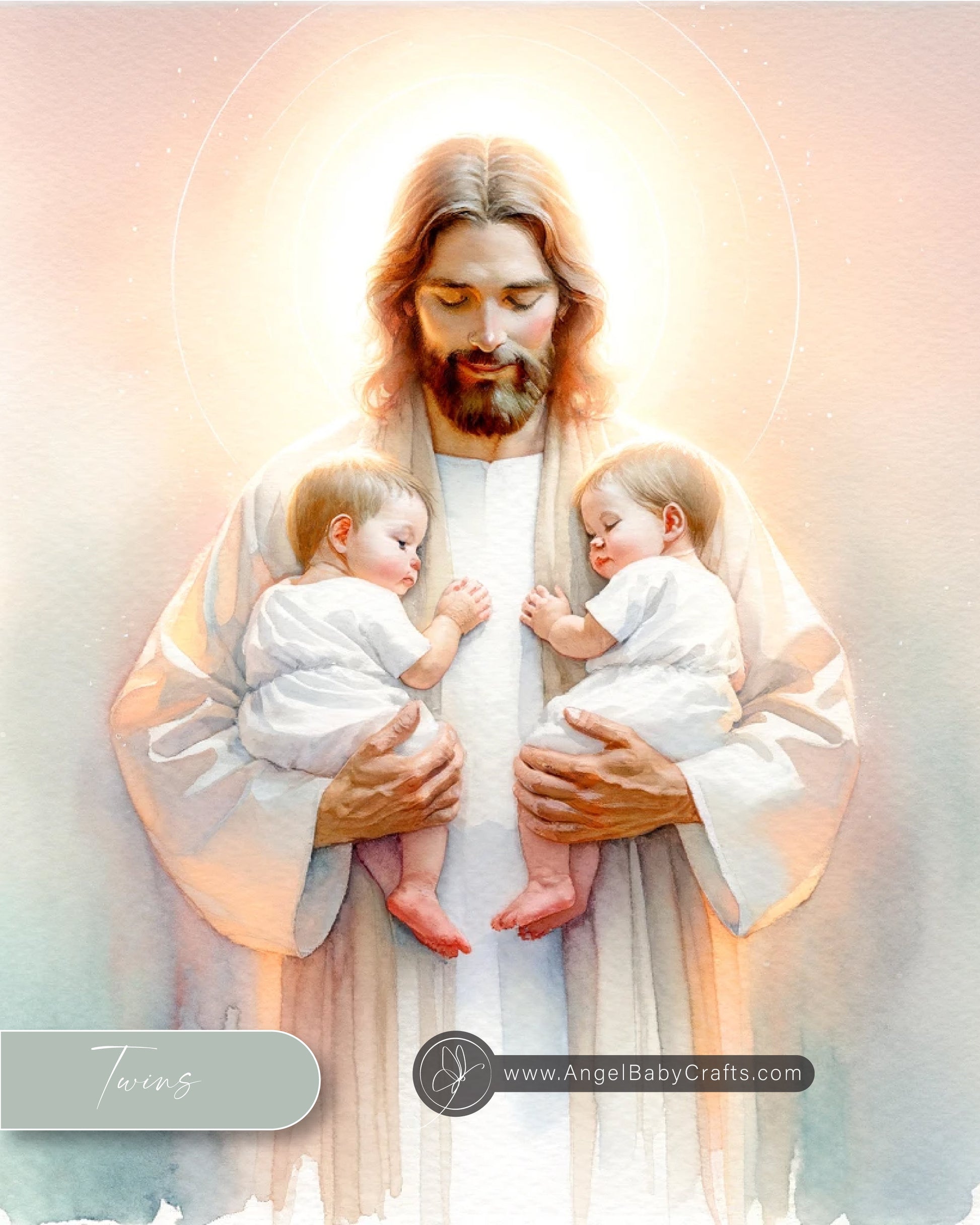 Jesus Holding Twins - Miscarriage Print Gift, Infant Loss Print, Miscarriage Memorial Print, Instant Digital Download