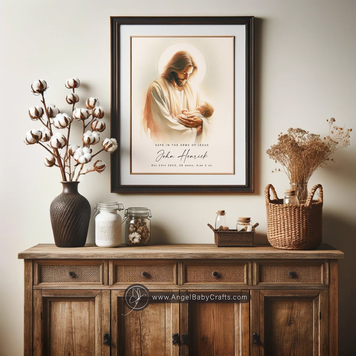 Safe in the Arms of Jesus - Infant Memorial Digital Print File for Cards, Programs, and Frames