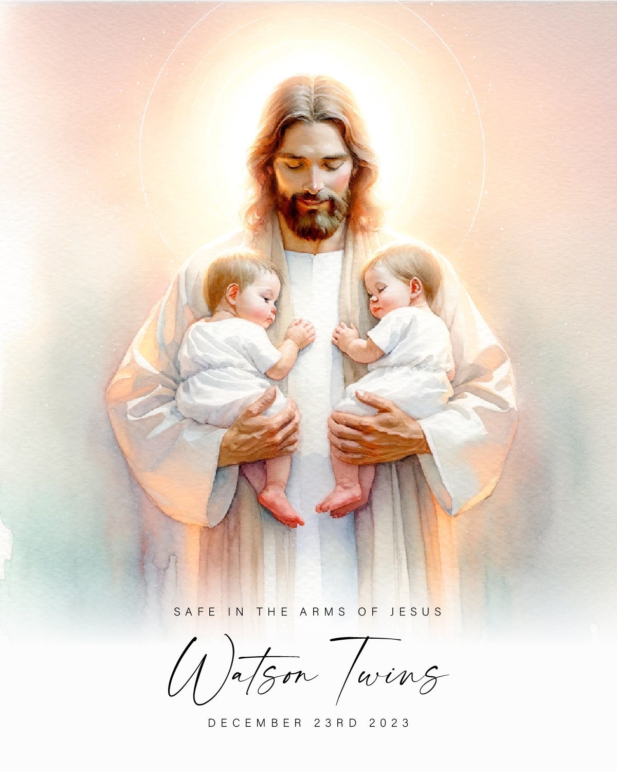 Safe in the Arms of Jesus - Infant Memorial Digital Print File for Cards, Programs, and Frames