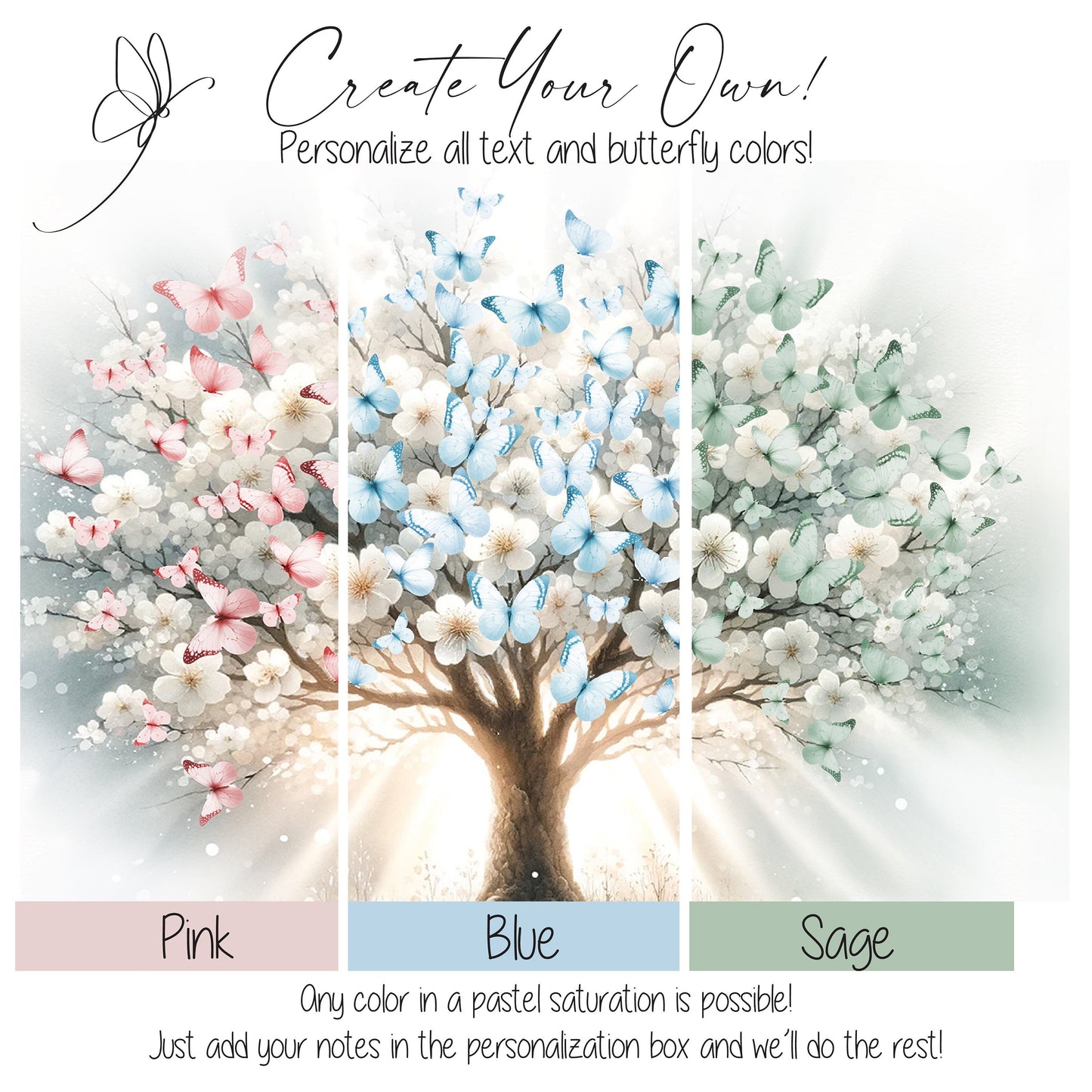 Butterfly Tree Personalized Memorial Art