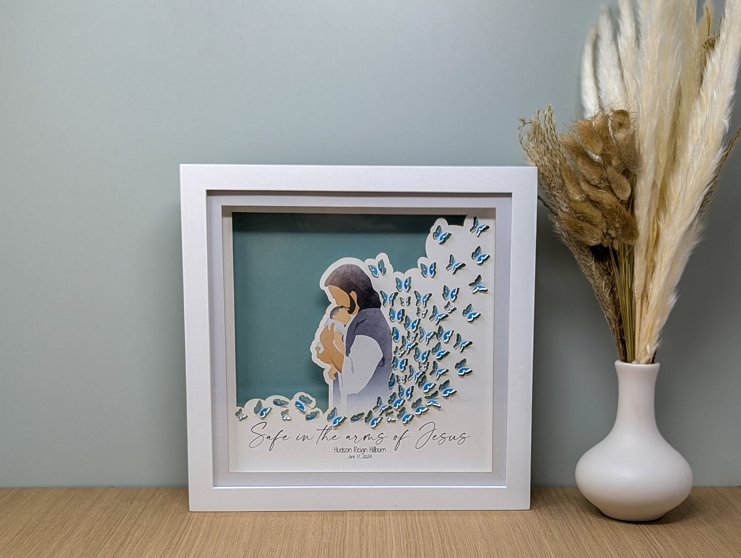 Miscarriage Shadow Box with Lighting, Safe in the arms of Jesus