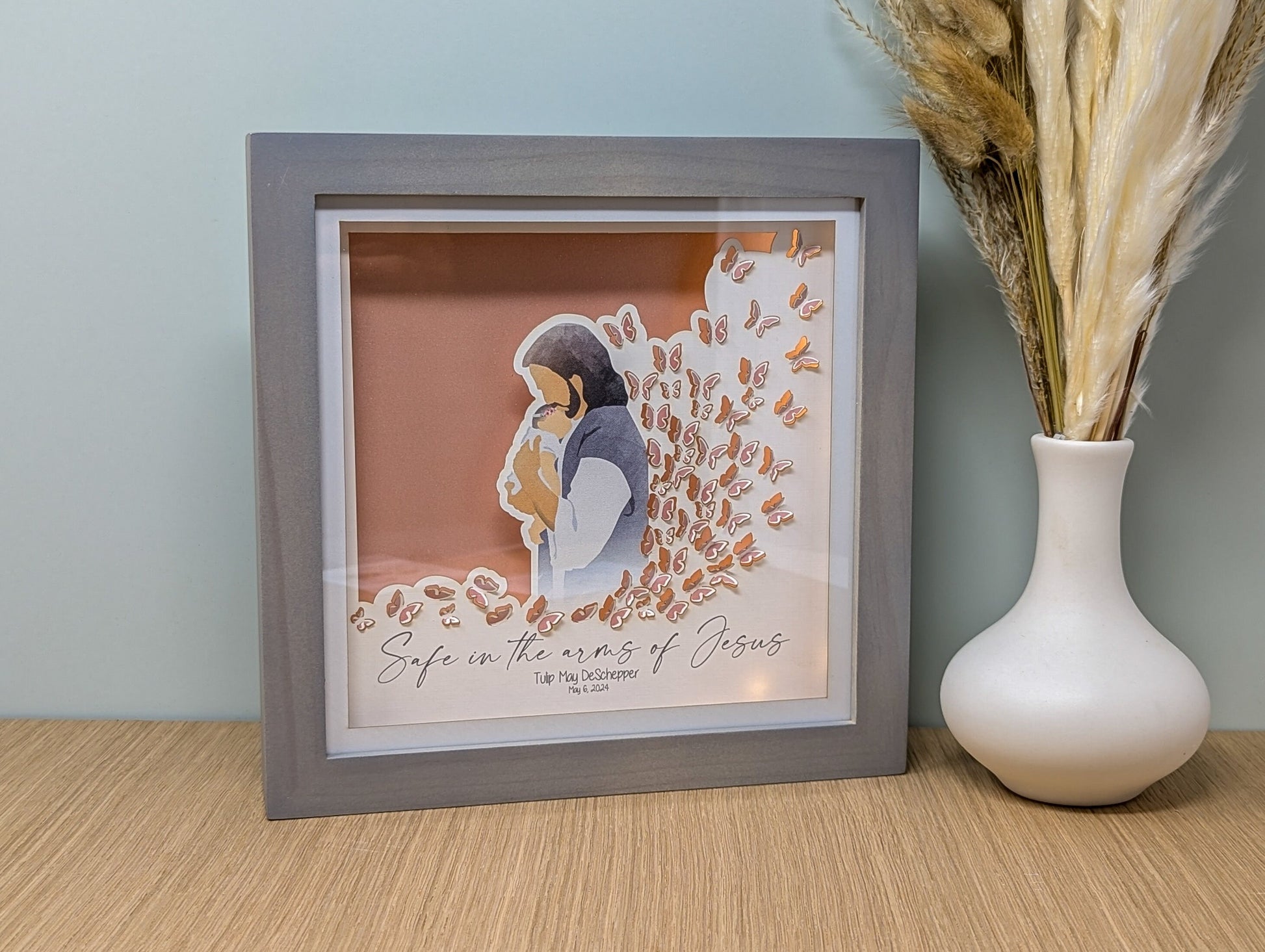 Miscarriage Shadow Box with Lighting, Safe in the arms of Jesus