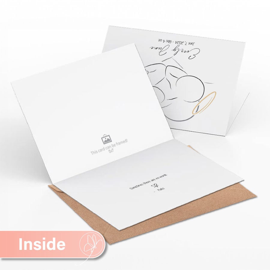 Minimalist Angel Baby - Personalized Miscarriage Infant Loss Card - Heart - Inside