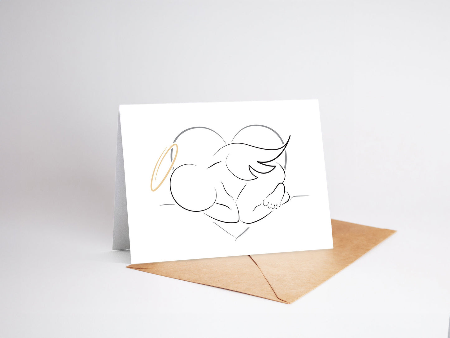 Minimalist Angel Baby - Personalized Miscarriage Infant Loss Card - Heart