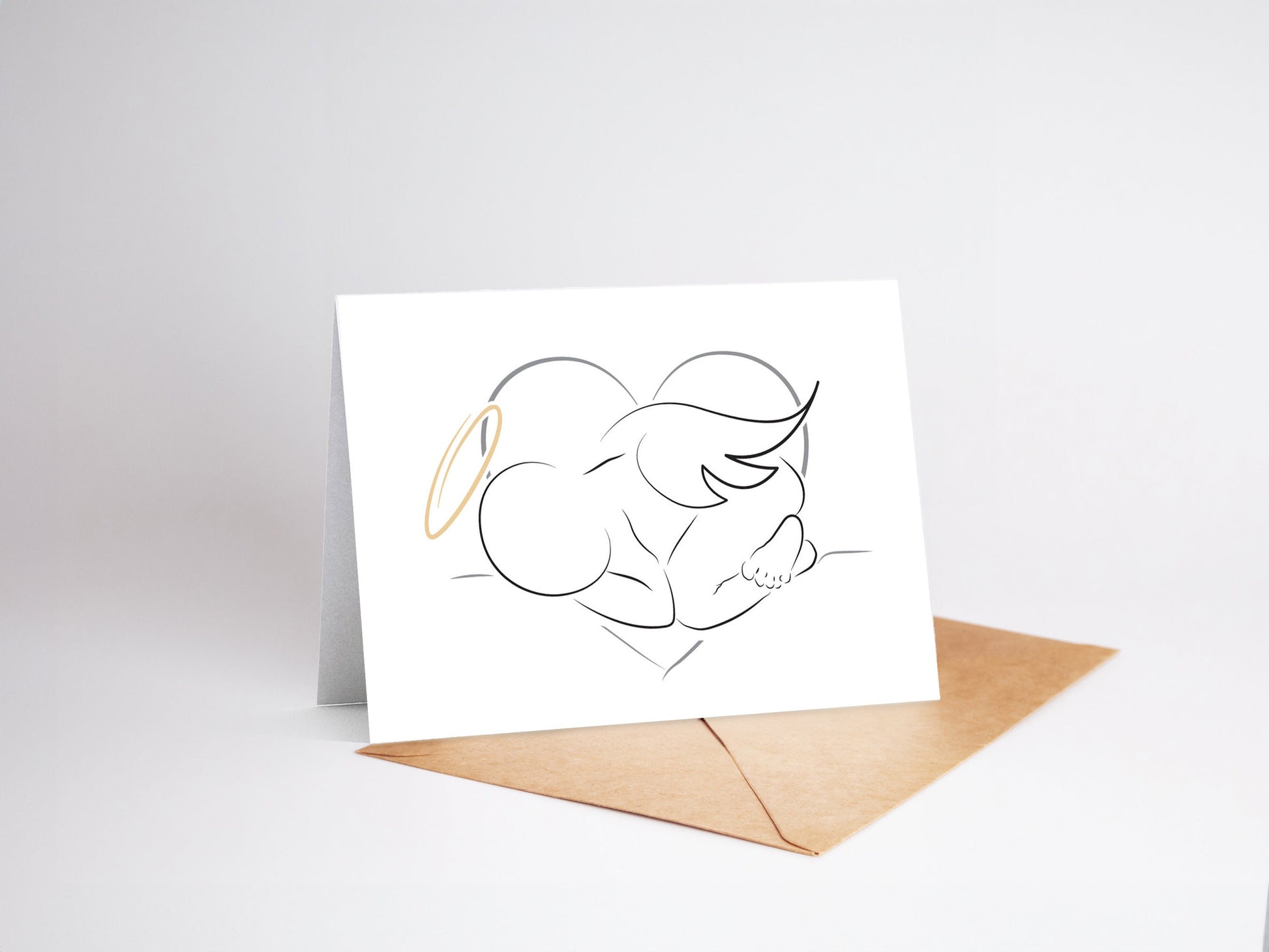 Minimalist Angel Baby - Personalized Miscarriage Infant Loss Card - Heart