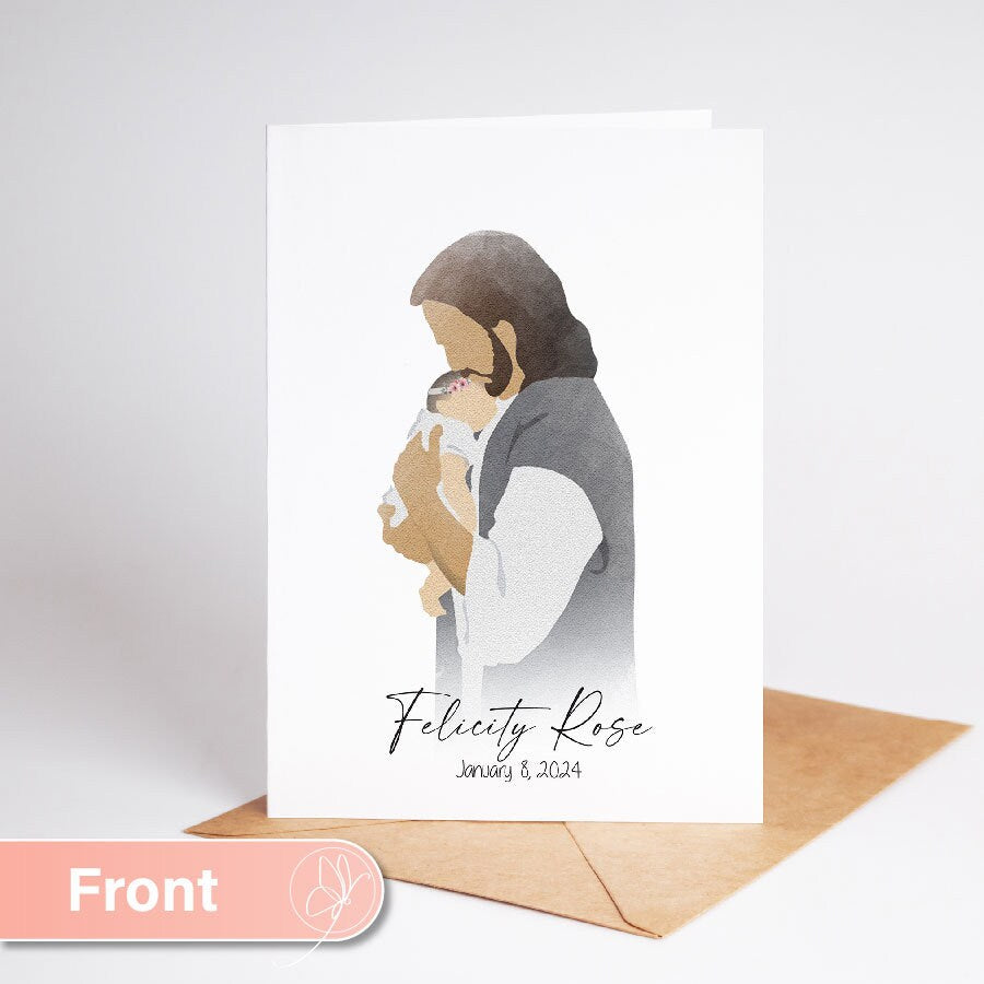 Personalized Miscarriage Gift Card, Safe in the Arms of Jesus, Sympathy Card for Baby Loss