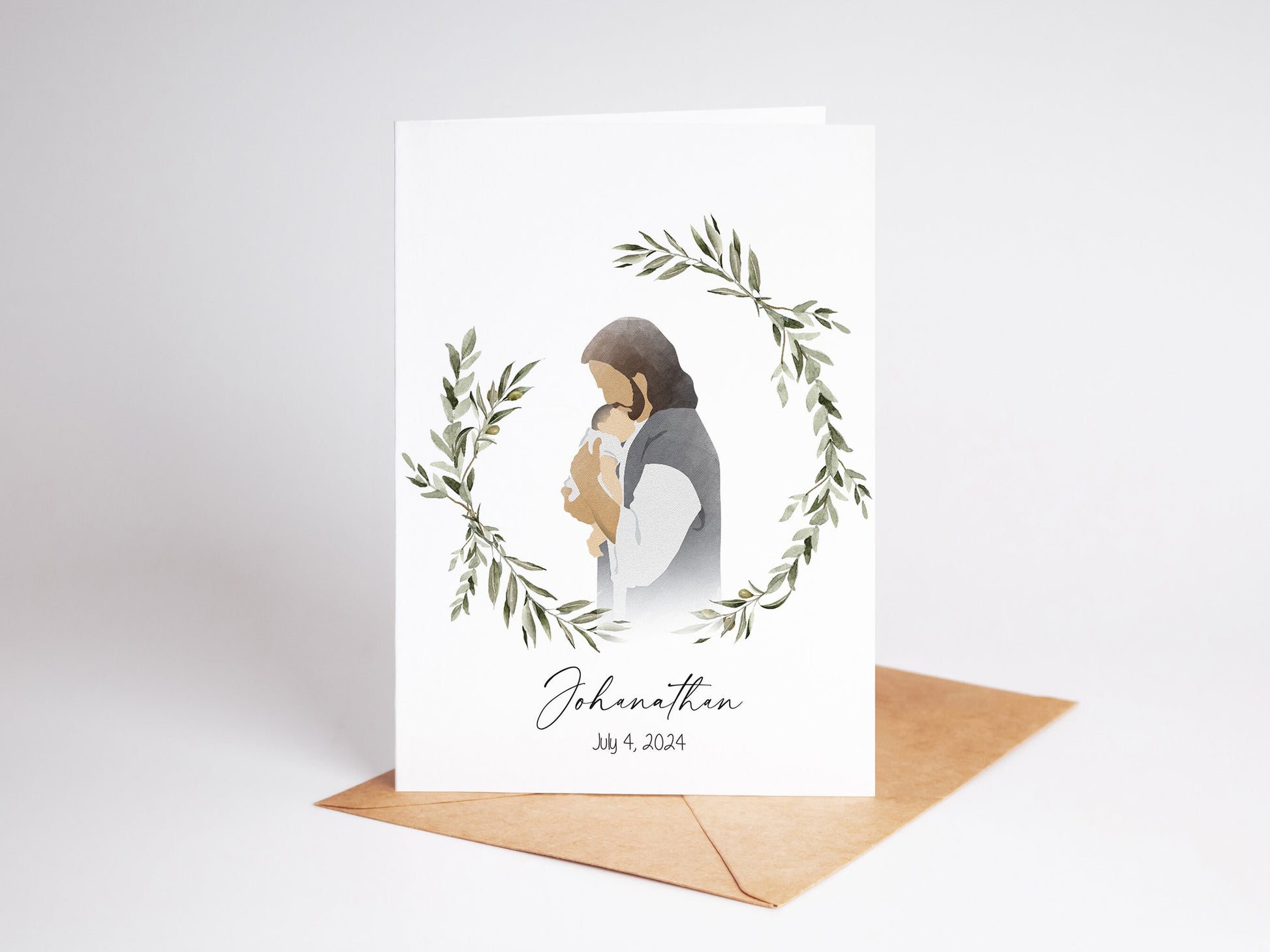 Personalized Miscarriage Gift Card, Safe in the Arms of Jesus, Sympathy Card for Baby Loss