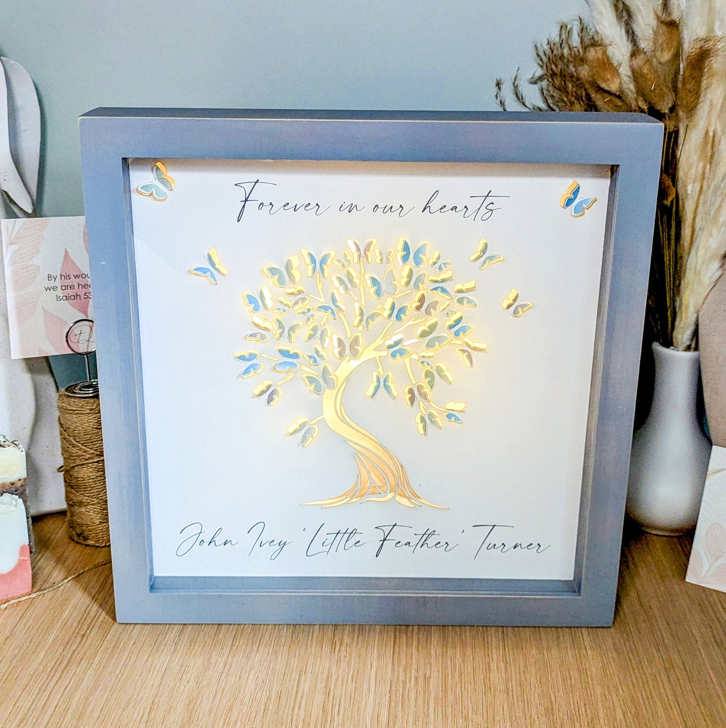 3D Lighted Shadowbox Frame - Butterfly Tree Memorial Art