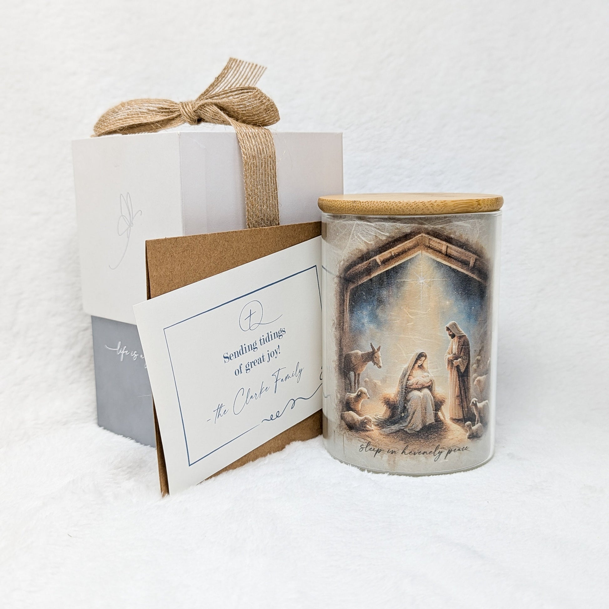 Nativity Lantern Christmas Greeting Card and Lantern with Tea Light Candle