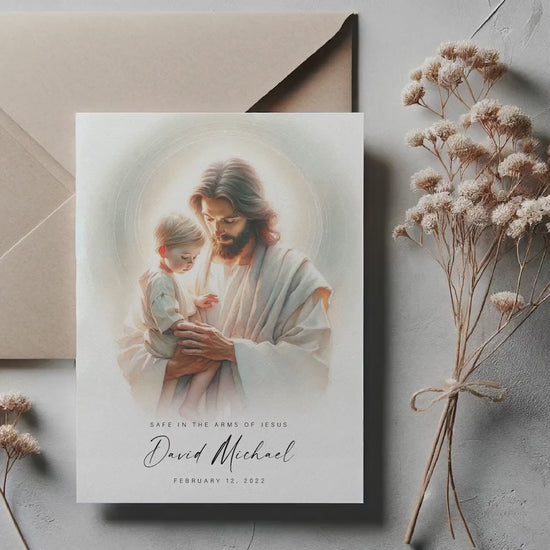 Safe in the Arms of Jesus - Infant Memorial Sympathy Card