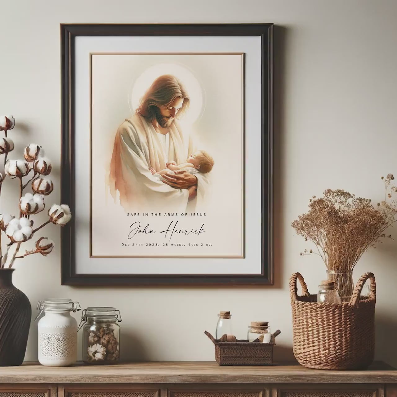 Safe in the Arms of Jesus - Infant Memorial Digital Print File for Cards, Programs, and Frames