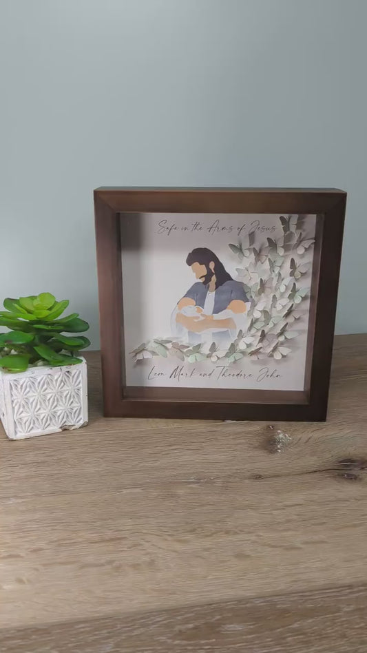 3D Jesus Holding Twins With Butterflies Miscarriage Gift